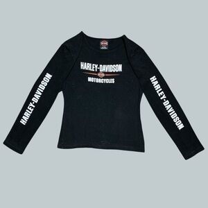 Vintage Y2K Harley Davidson Black Logo Long Sleeve Shirt
